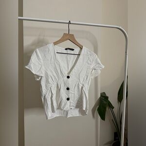 Zara white cropped blouse - XS